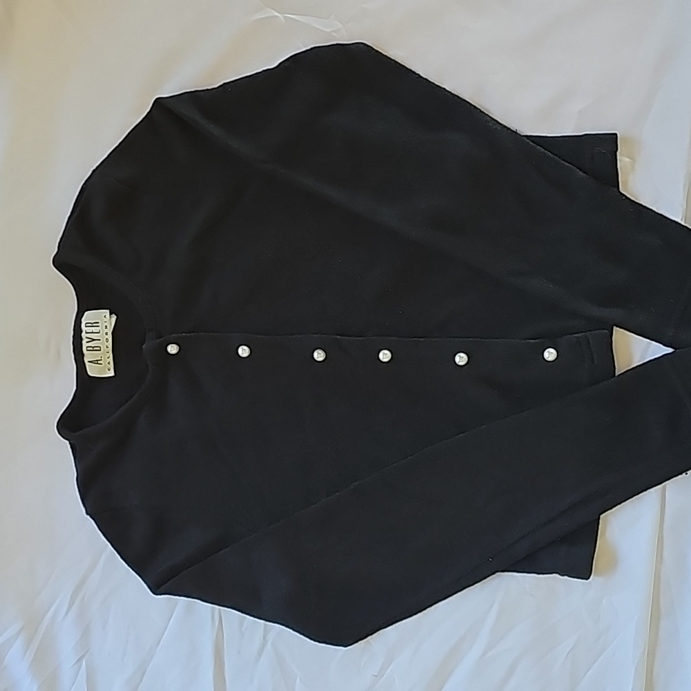 Pearl button-up black sweater